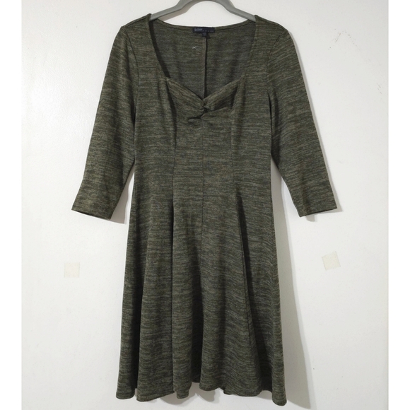✨️4/$20. Juniors NWOT Olive Space Dye Knit Sweetheart Neck A-Line Mini Dress - Picture 2 of 12